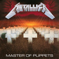 Album cover for Metallica's 'Master of Puppets' with crosses and a red background.