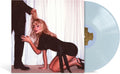 Vinyl record with a cover featuring a crouched on all fours Sabrina with a man pulling at her hair. The blue vinyl record is display protruding from the sleeve.
